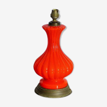Lampe balustre ou bouteille couleur corail époque napoléon III second empire ou 1900 art nouvea