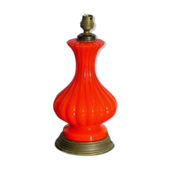 Lampe balustre ou bouteille couleur corail époque napoléon III second empire ou 1900 art nouvea