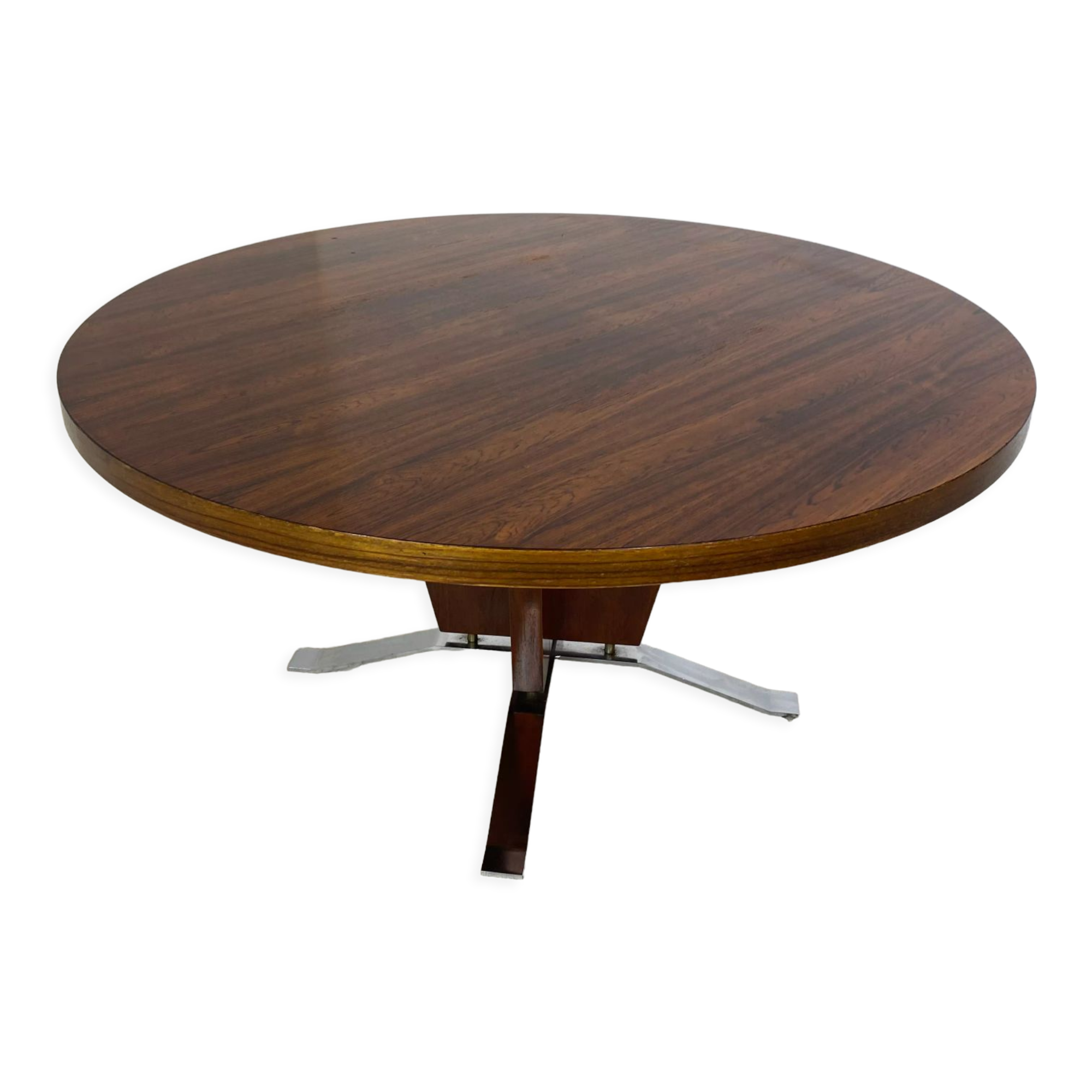 Table basse art déco moderniste en palissandre et acier chromé, années 1930