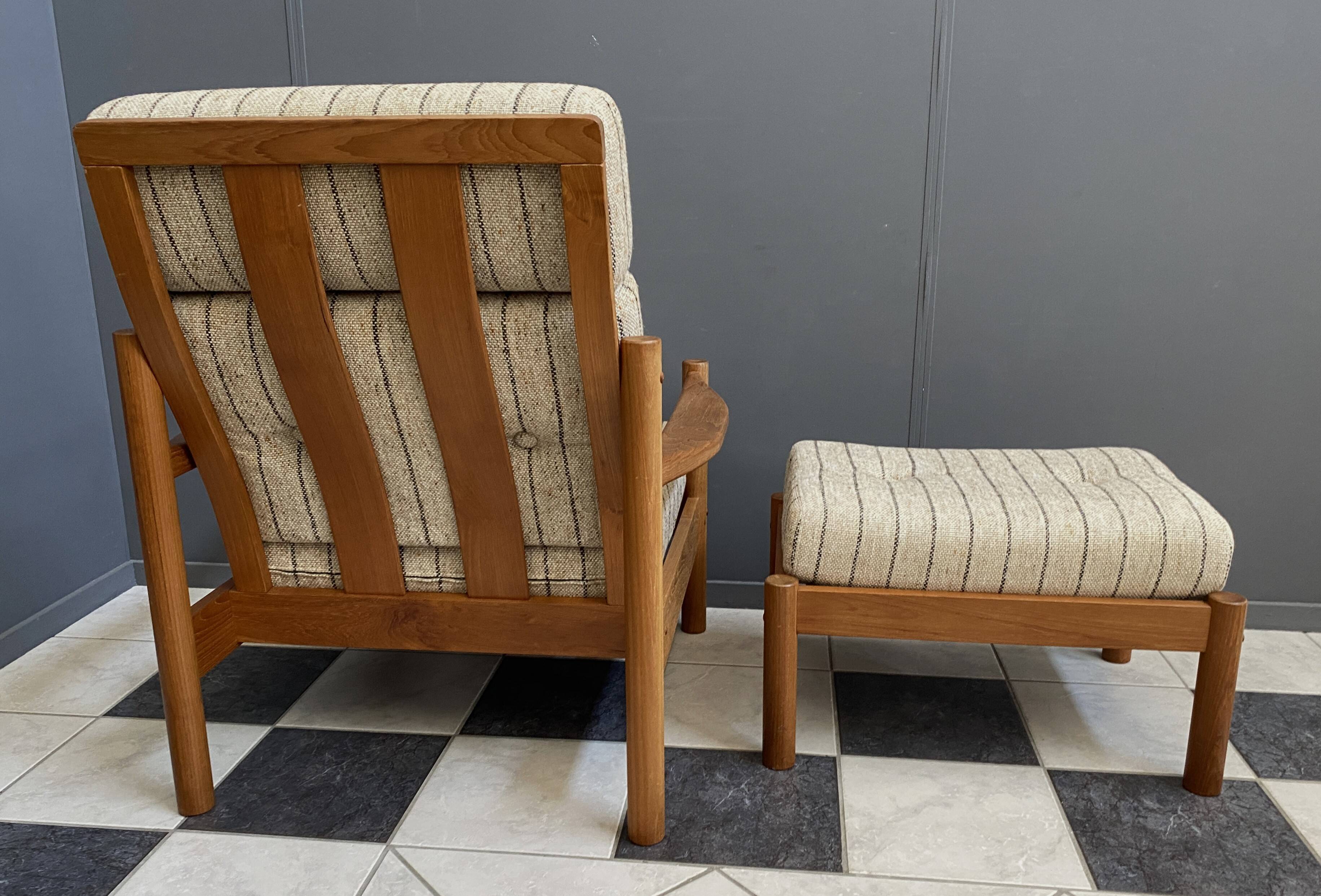 High back relax chair with hocker 1960s by Tarm Stole Denmark