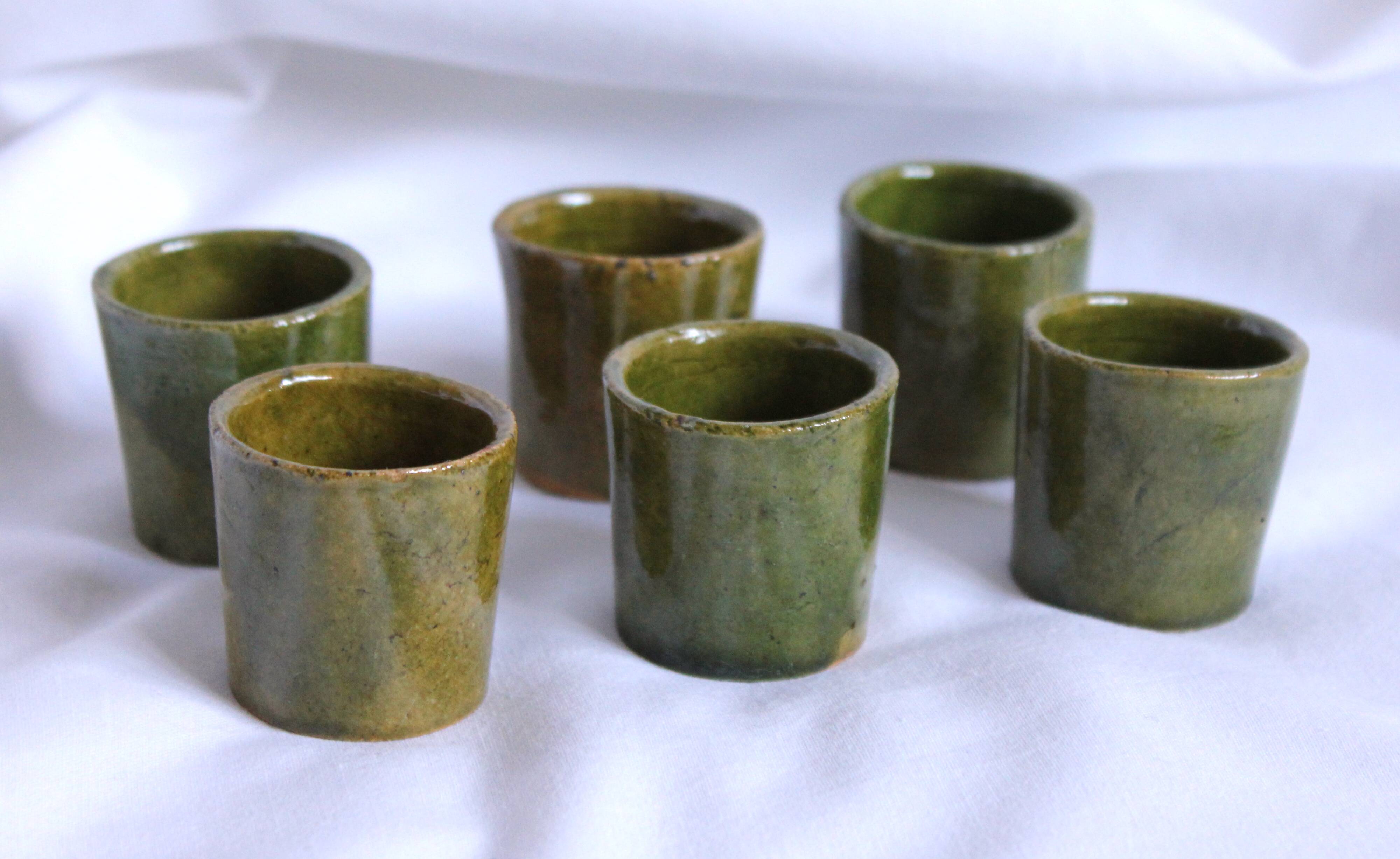 Set of 6 sandstone liquor glasses