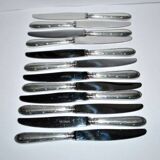 RENEKA Lot of 12 table knives with crossed ribbons and silver-plated metal, 24.5cm
