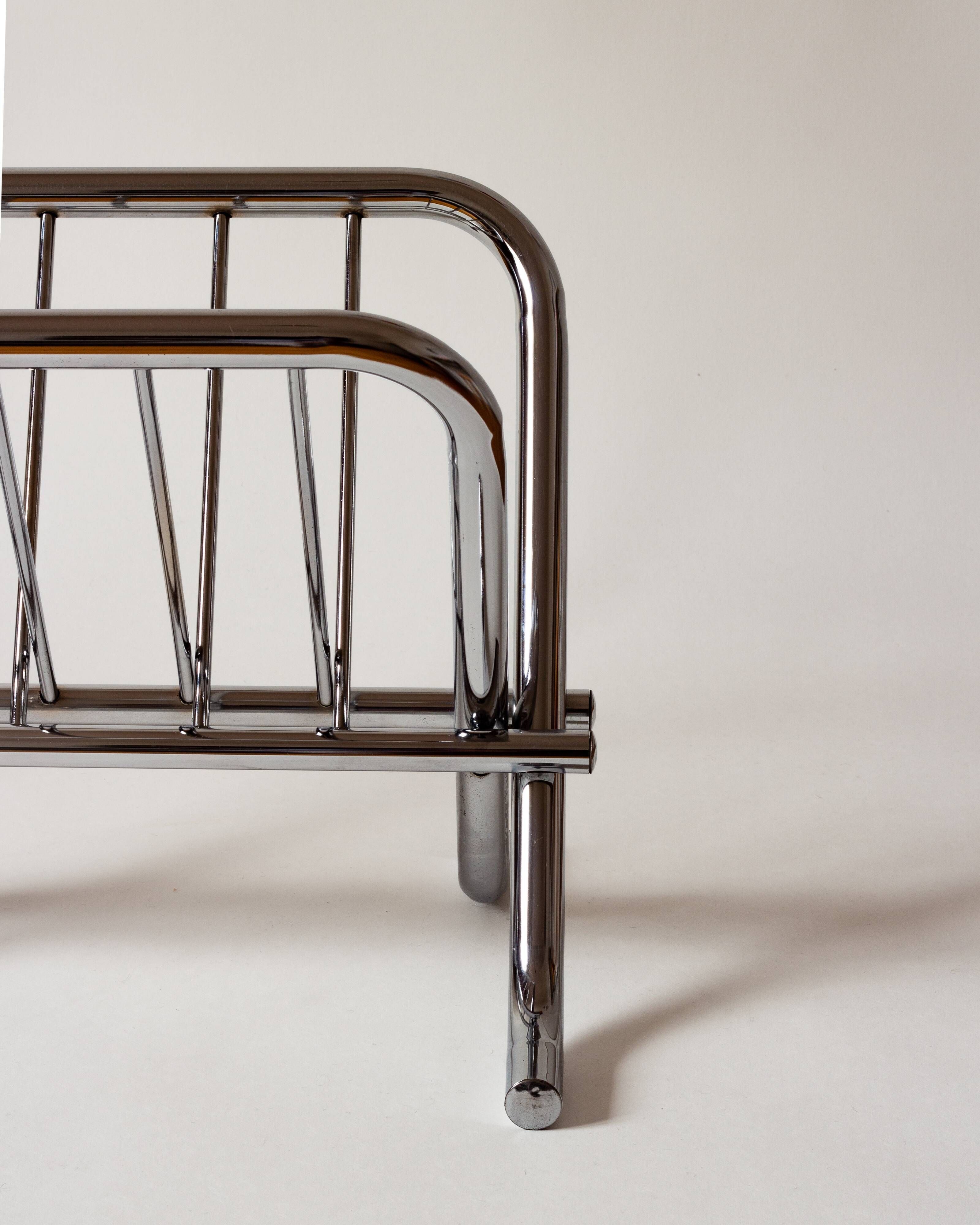Chrome tubular steel magazine holder, Le Zack 1980