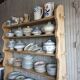 Solid wood shelf in brutalist style