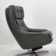 Midcentury Swivel Rocking Leather Armchair, Peem, Finland, 1970s