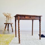 Turned wood side table - and its drawer