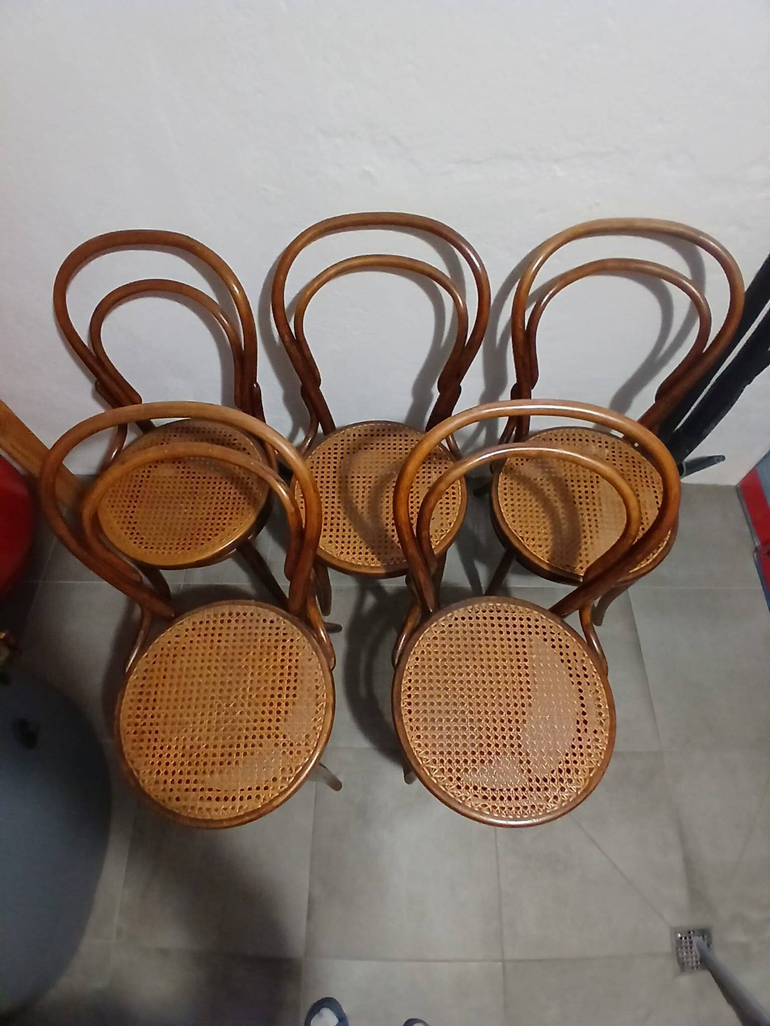Set of 5 bentwood bistro chairs in THONET style no. 14