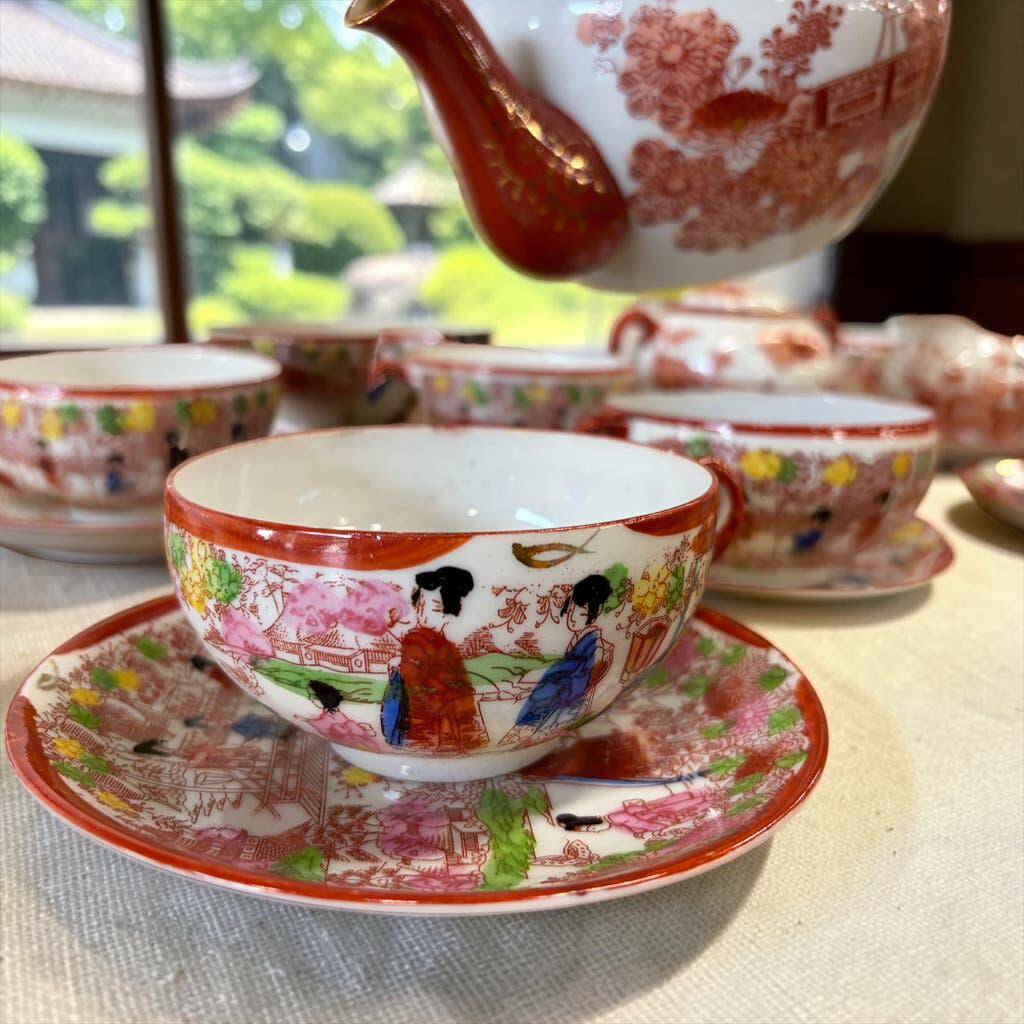 Vintage Oriental Tableware Geisha Girl: 10-Piece Coffee Set