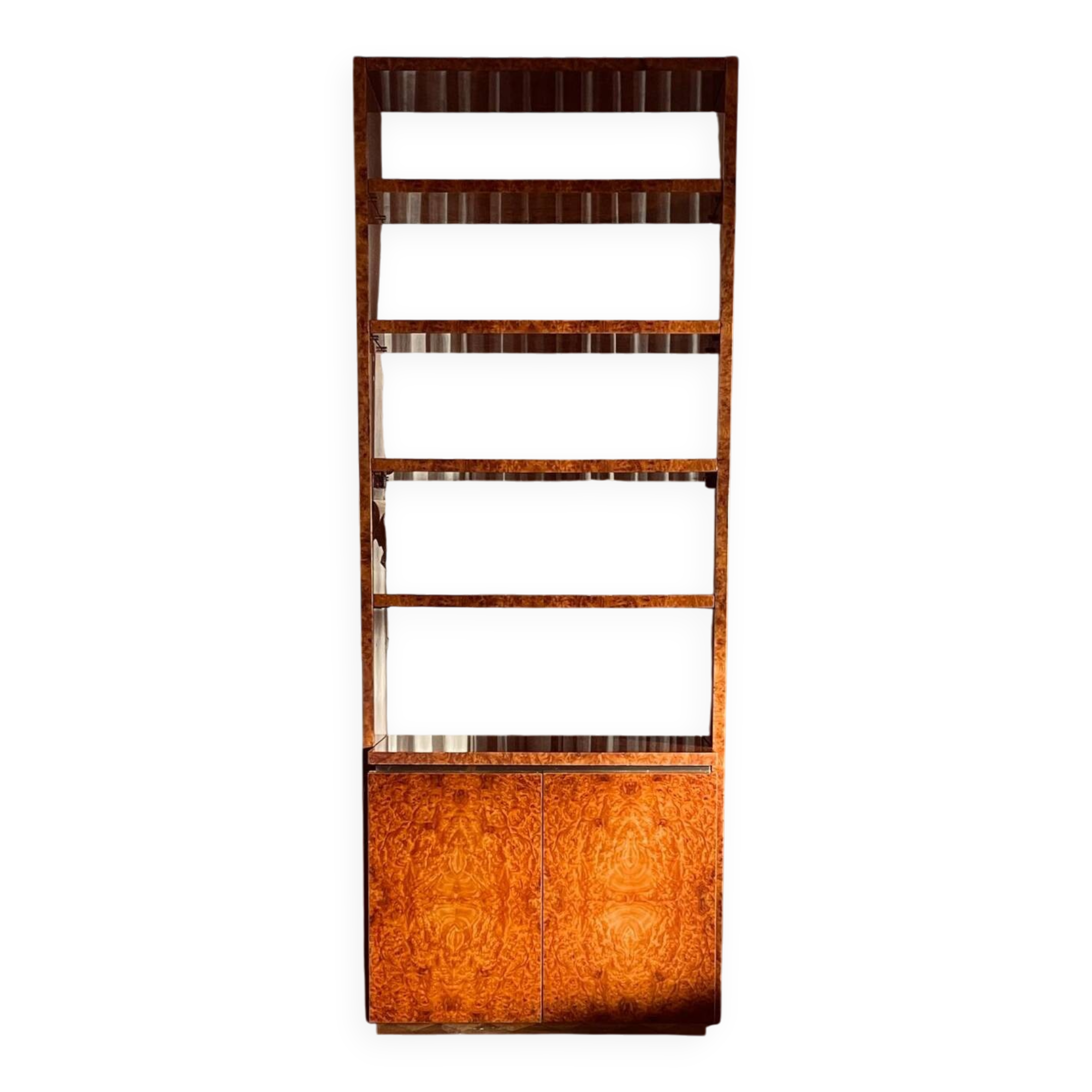 Library in lacquered elm by Jean Claude Mahey, 1970s.