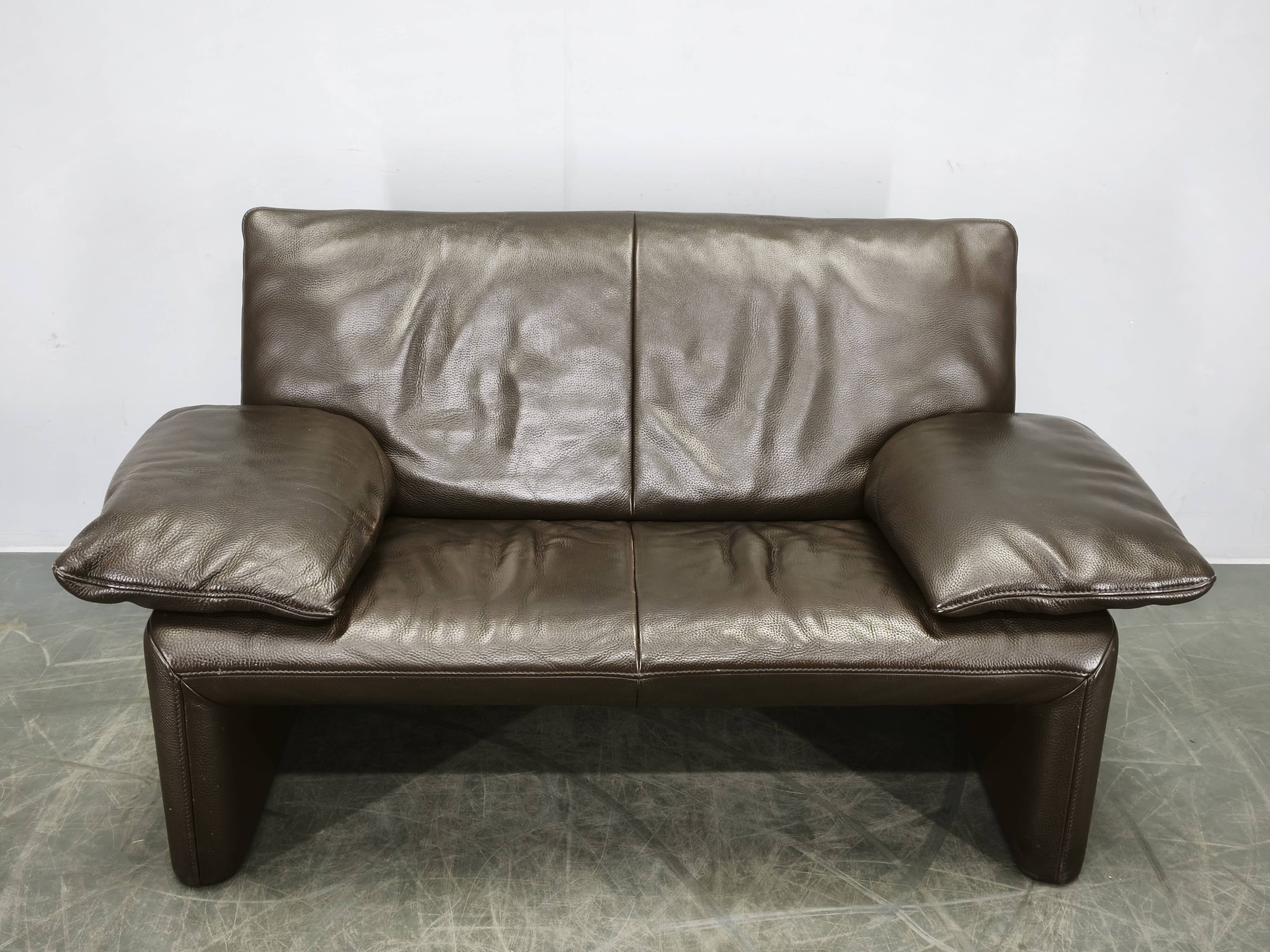 Jori Belgian Full Grain Leather Freestanding Two-Seat Sofa, 1990s