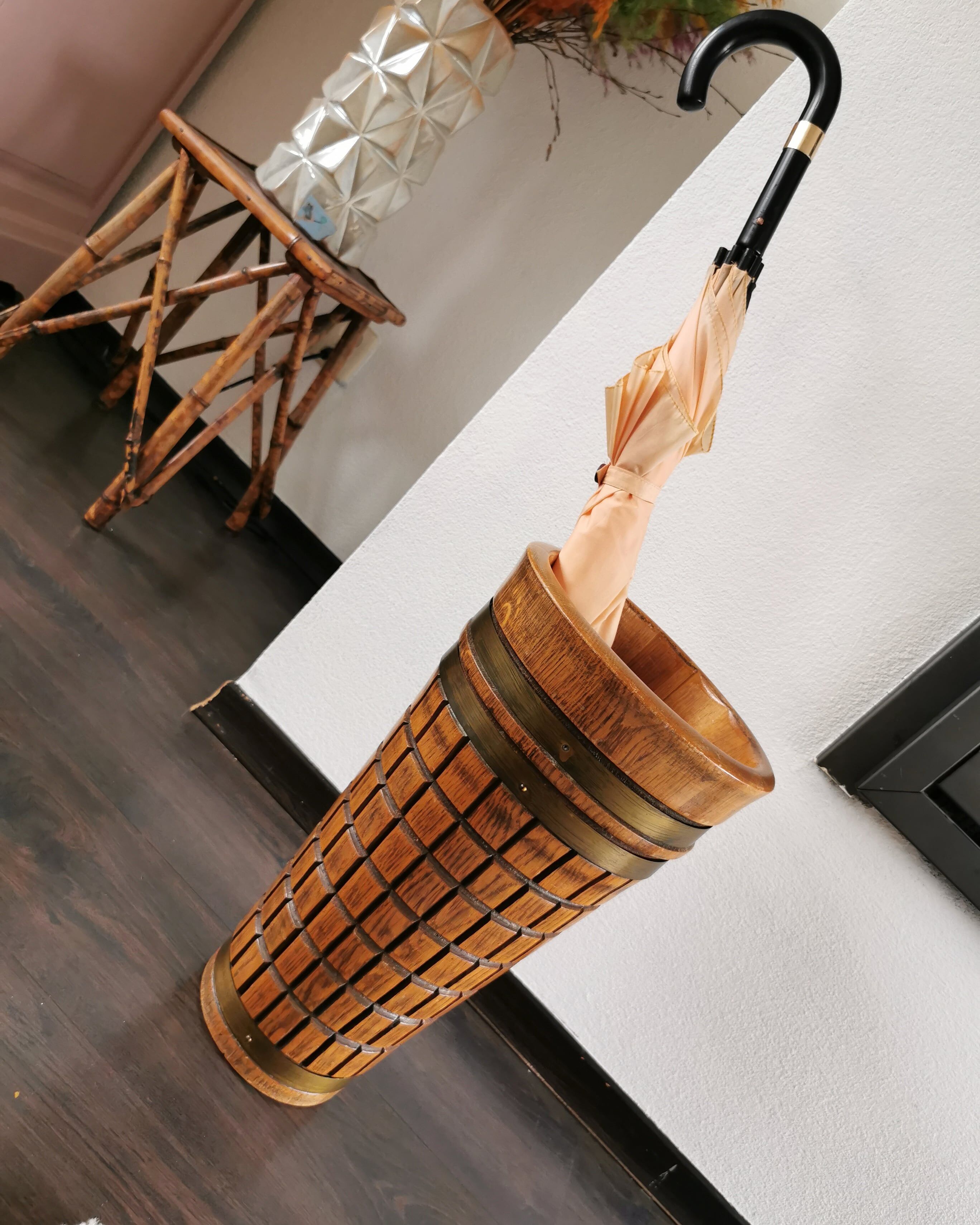 Vintage wooden umbrella stand, '70s