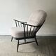 Fauteuil Windsor Ercol modèle 994 vintage, réupholstéré en bouclé blanc