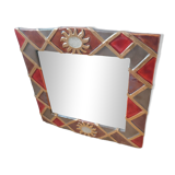 Large ceramic mirror signed Marion de Crecy, daughter of Mithé Espelt