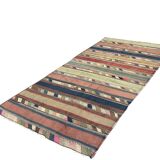 Striped Kilim Runner Rug, Handmade Wool Flatweave Rug 250 x 120 cm