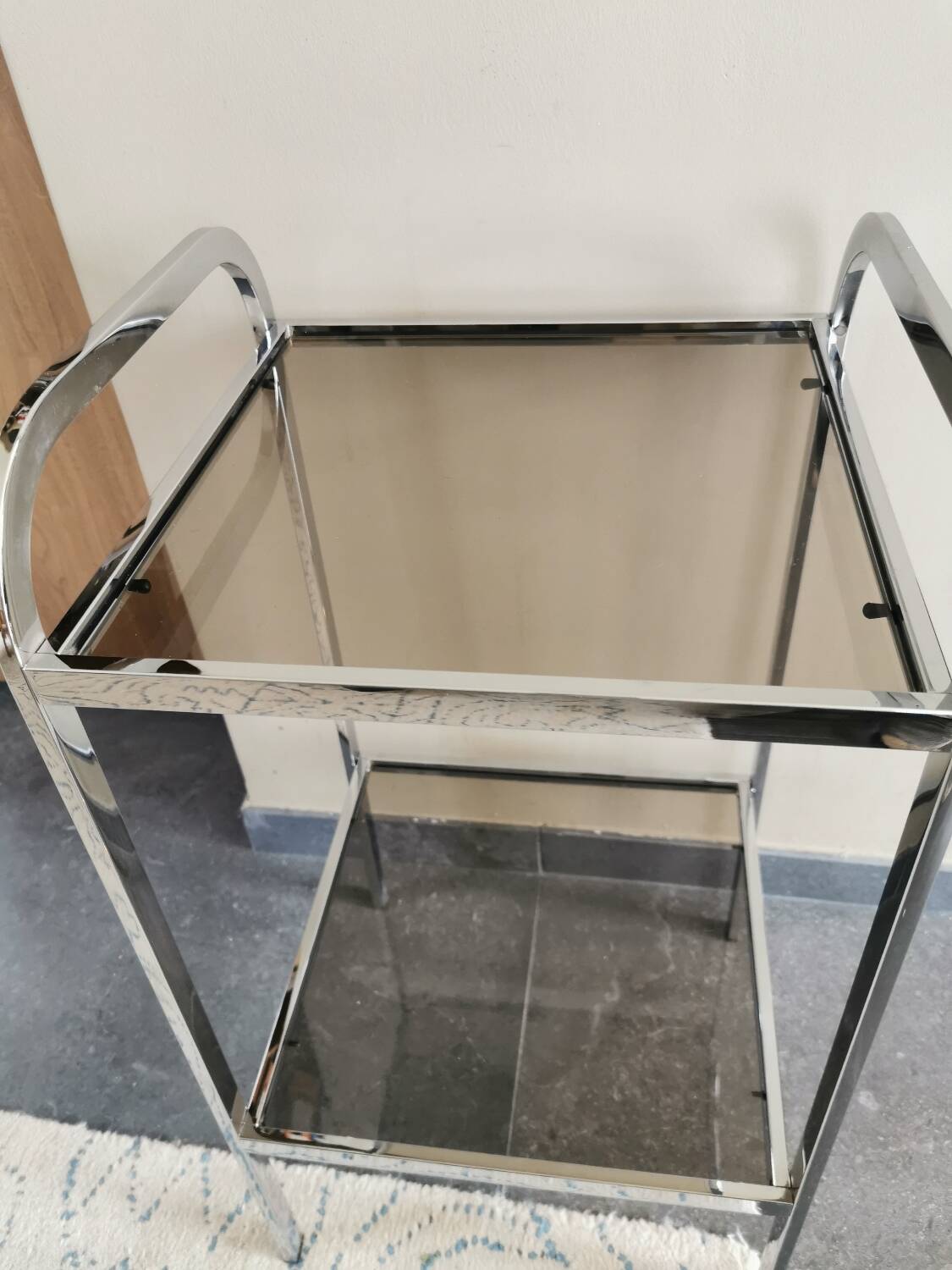 Small vintage chrome metal shelf