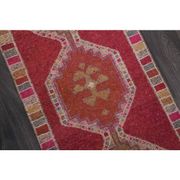 Vintage Turkish Hand-Knotted Wool Cotton Pink Runner Rug 88x342