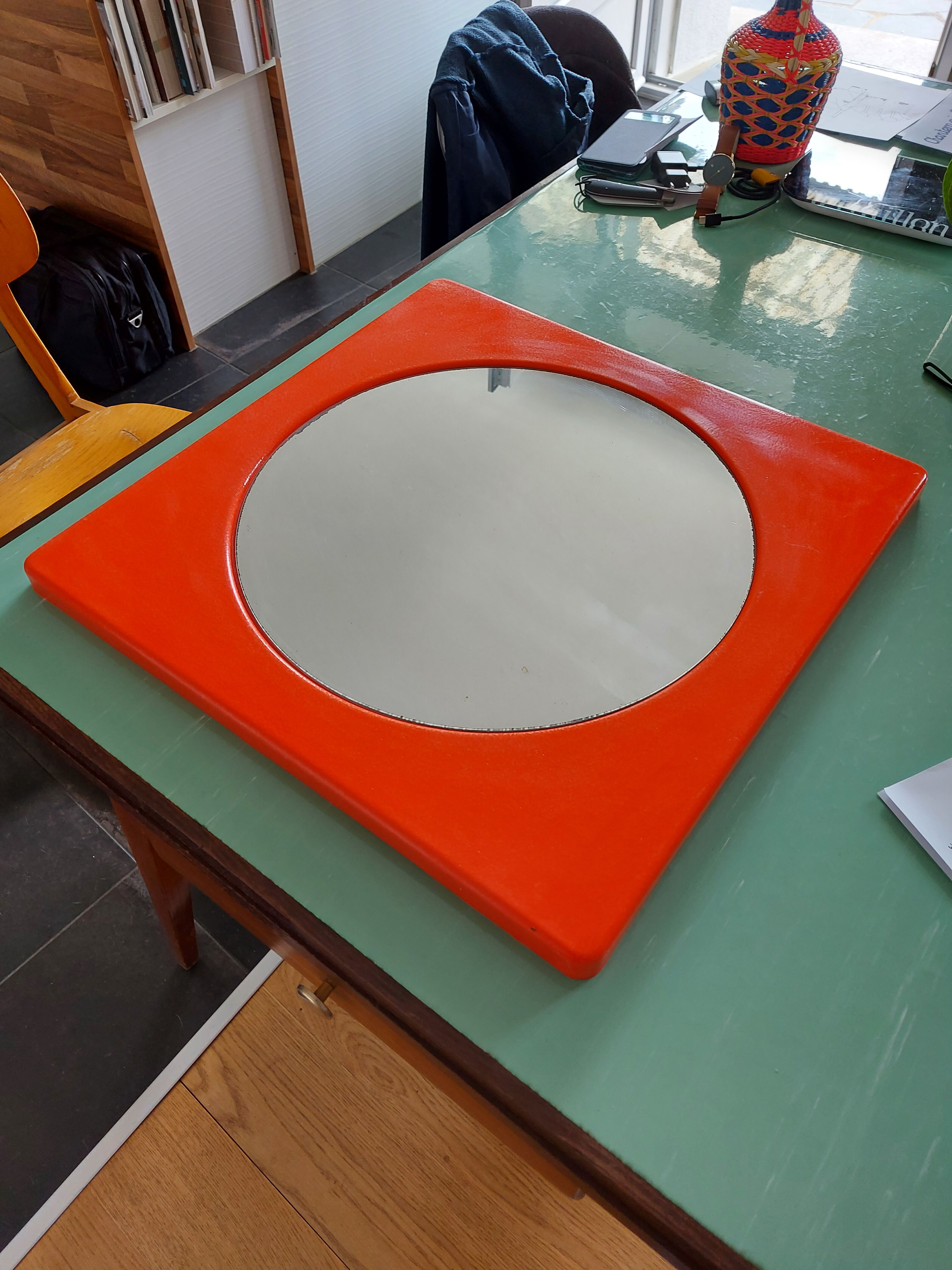 Orange vintage mirror