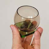 Carafe et 2 verres en verre vert et marron modèle original