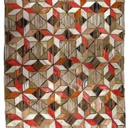 Handmade antique American Hooked geometric rug 4.8' x 7.7' (146cm x 234cm) 1900s - 1B654