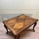 Dining room table in natural wood called italian style with parquet top 19th century