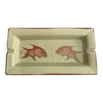 Celadon Ashtray Fish China Japan Cracked Asian Ceramic 20th Century