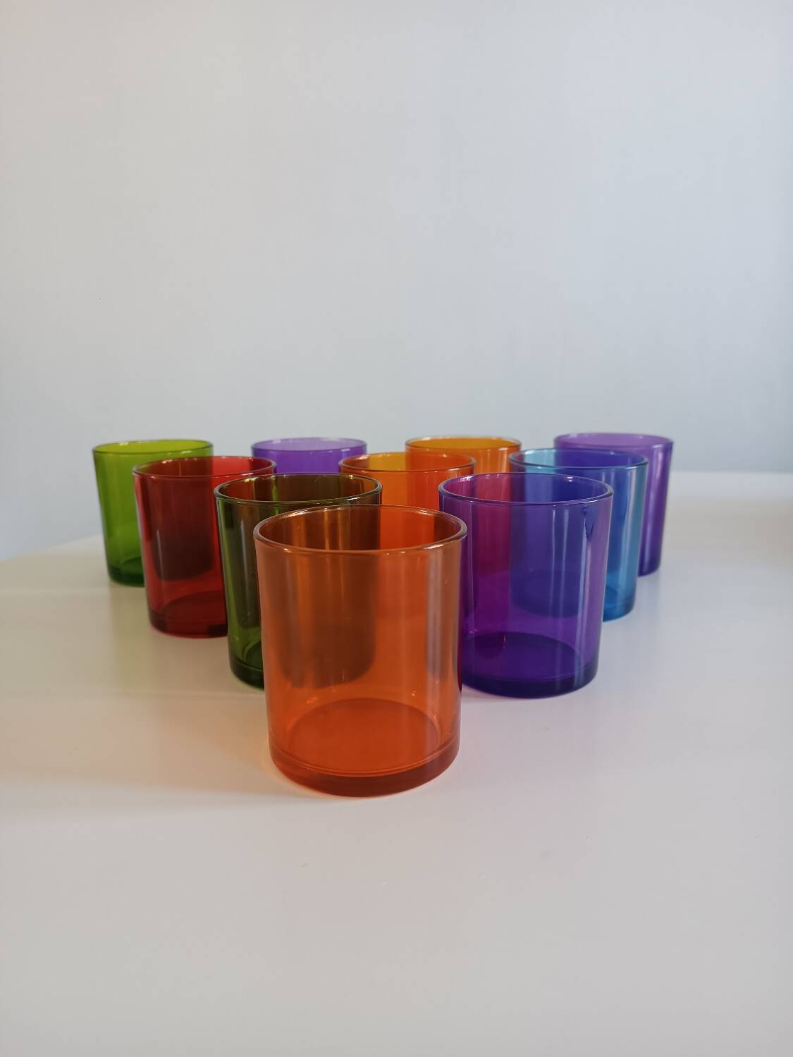Set of 10 multi-colored water glasses Italy 1980