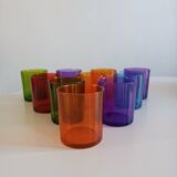 Set of 10 multi-colored water glasses Italy 1980