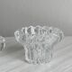Elegant pair of faceted cut crystal candlesticks