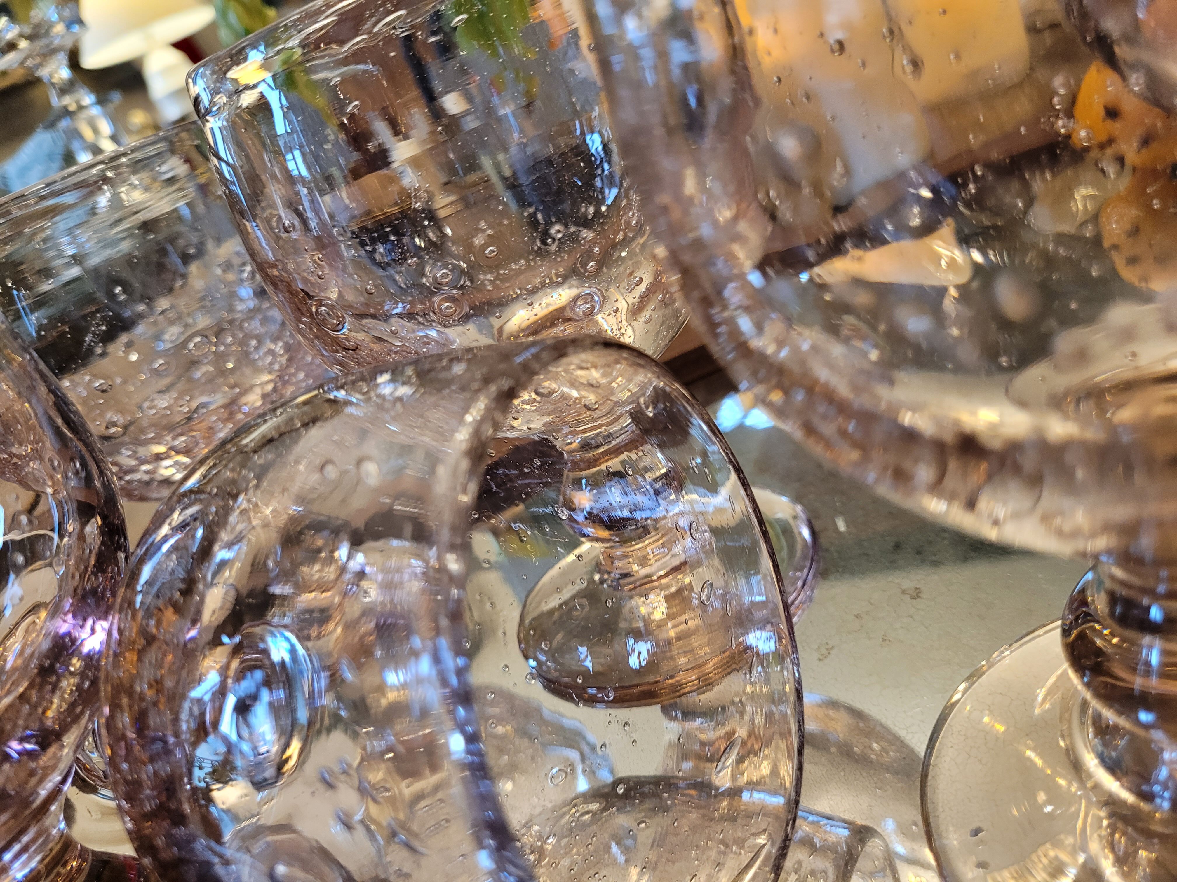 6 bubble blown glasses 70's