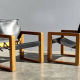 Pair of Scandinavian safari armchairs, 1970s