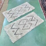 Pair of handmade Moroccan wool rugs - 1m45 x 68cm.