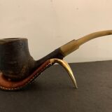 Carl Auböck pipe rack in leather and bronze, 1963