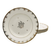6 assiettes creuses demi-porcelaine Ardy, numéro de série 8043.