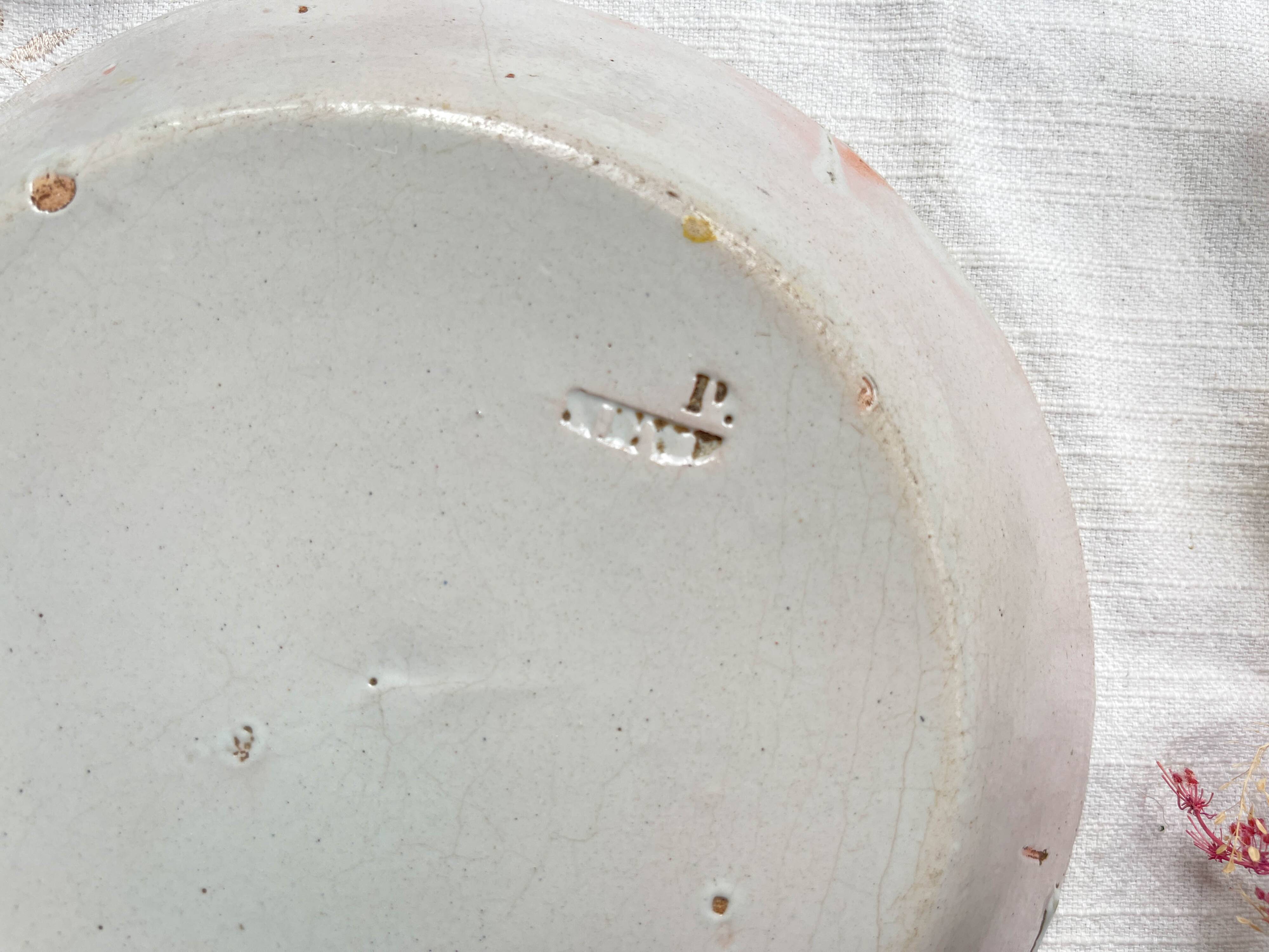 Antique French Earthenware Plate Nevers Calotte 19th Century