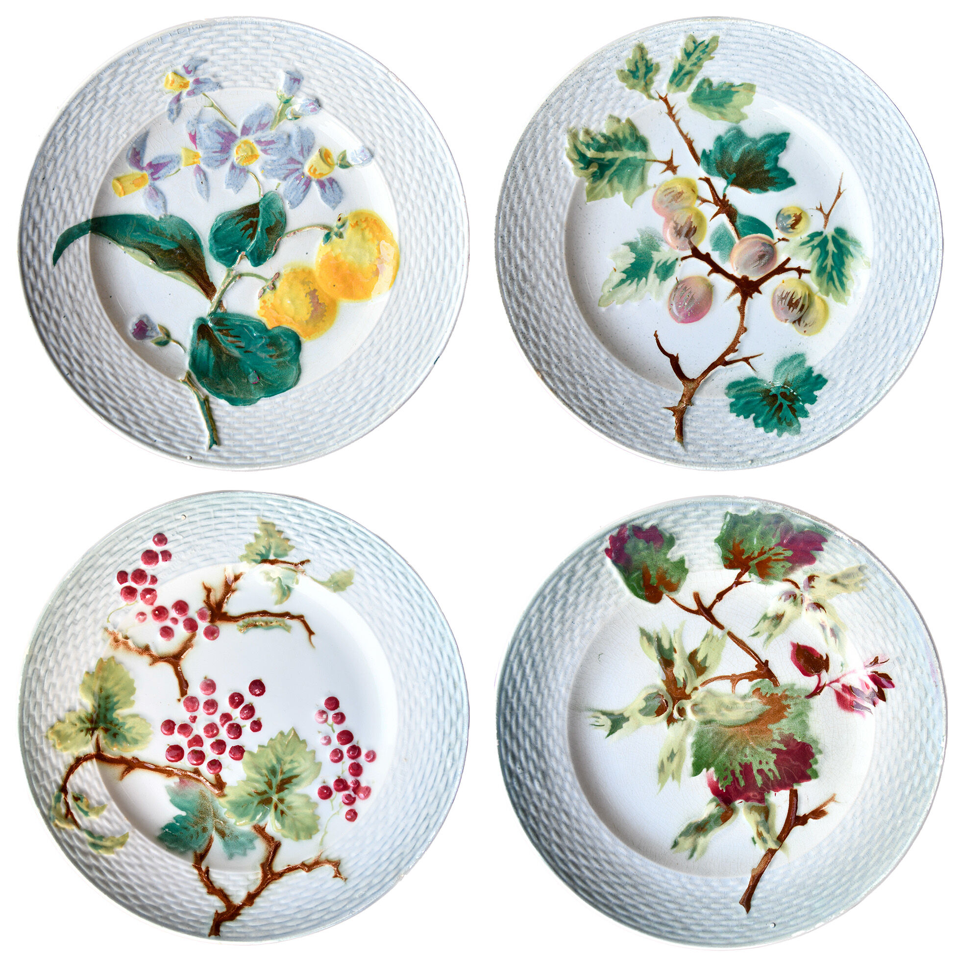 Set of 4 dessert plates in slip St Amand Hamage