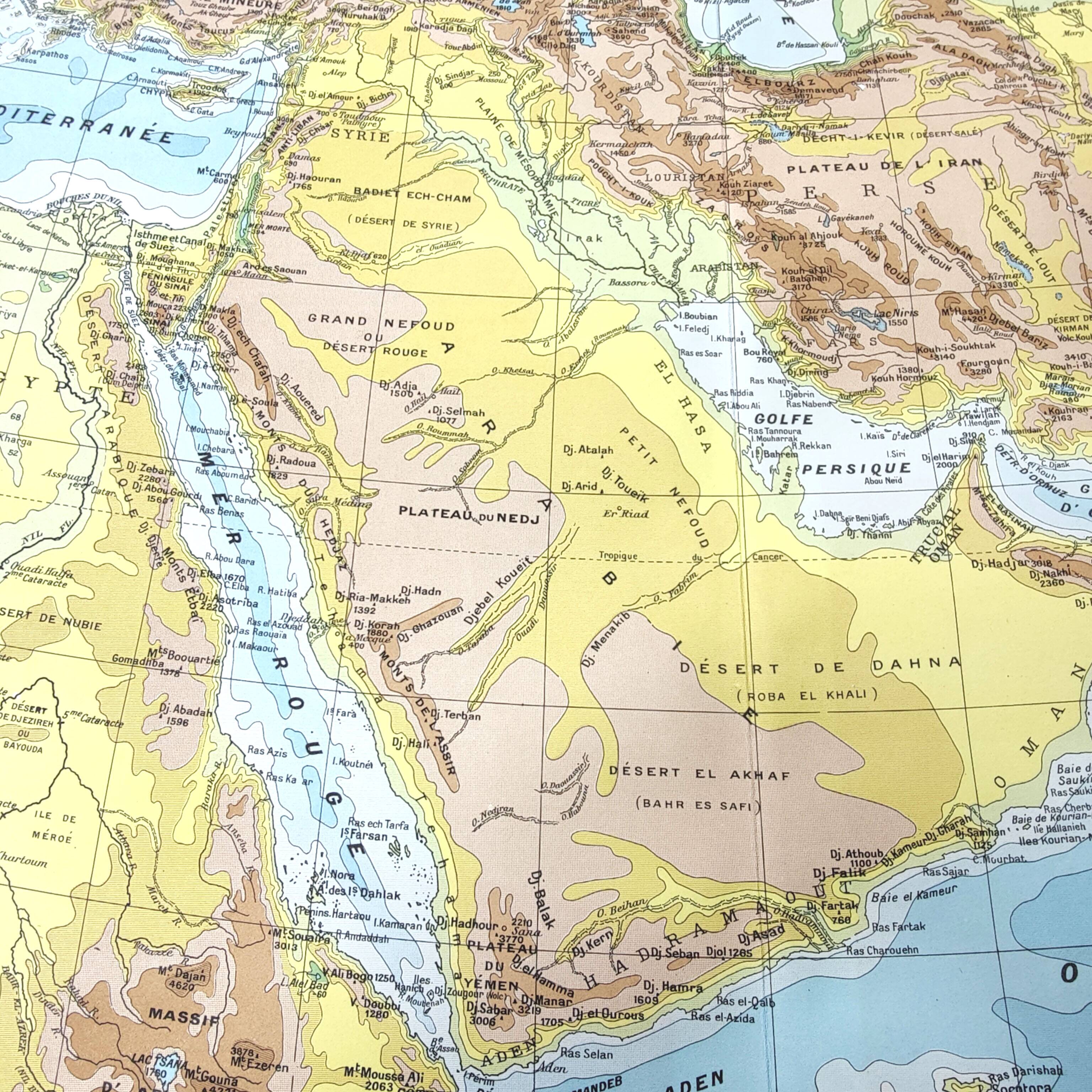 Vintage Western Asia map 43x43cm from 1950