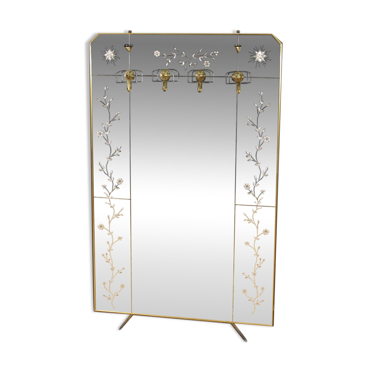 20th-century designer mirror coat rack