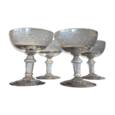 4 coupes à champagne anciennes en verre