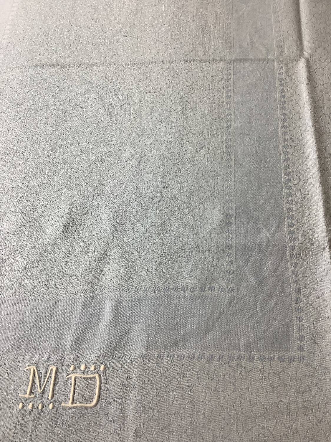 Vintage nappe & serviettes damassés monogramme