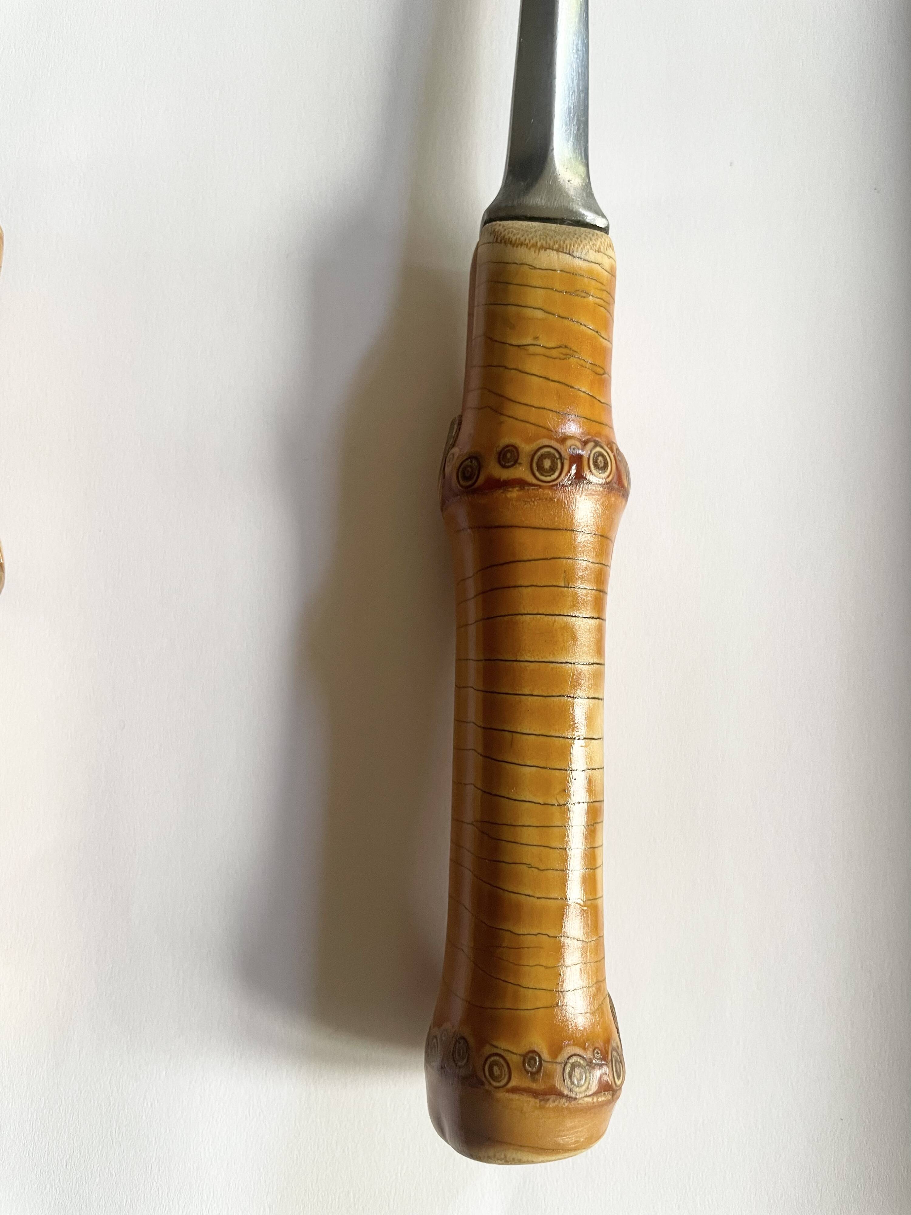 Salad servers with bamboo handles
