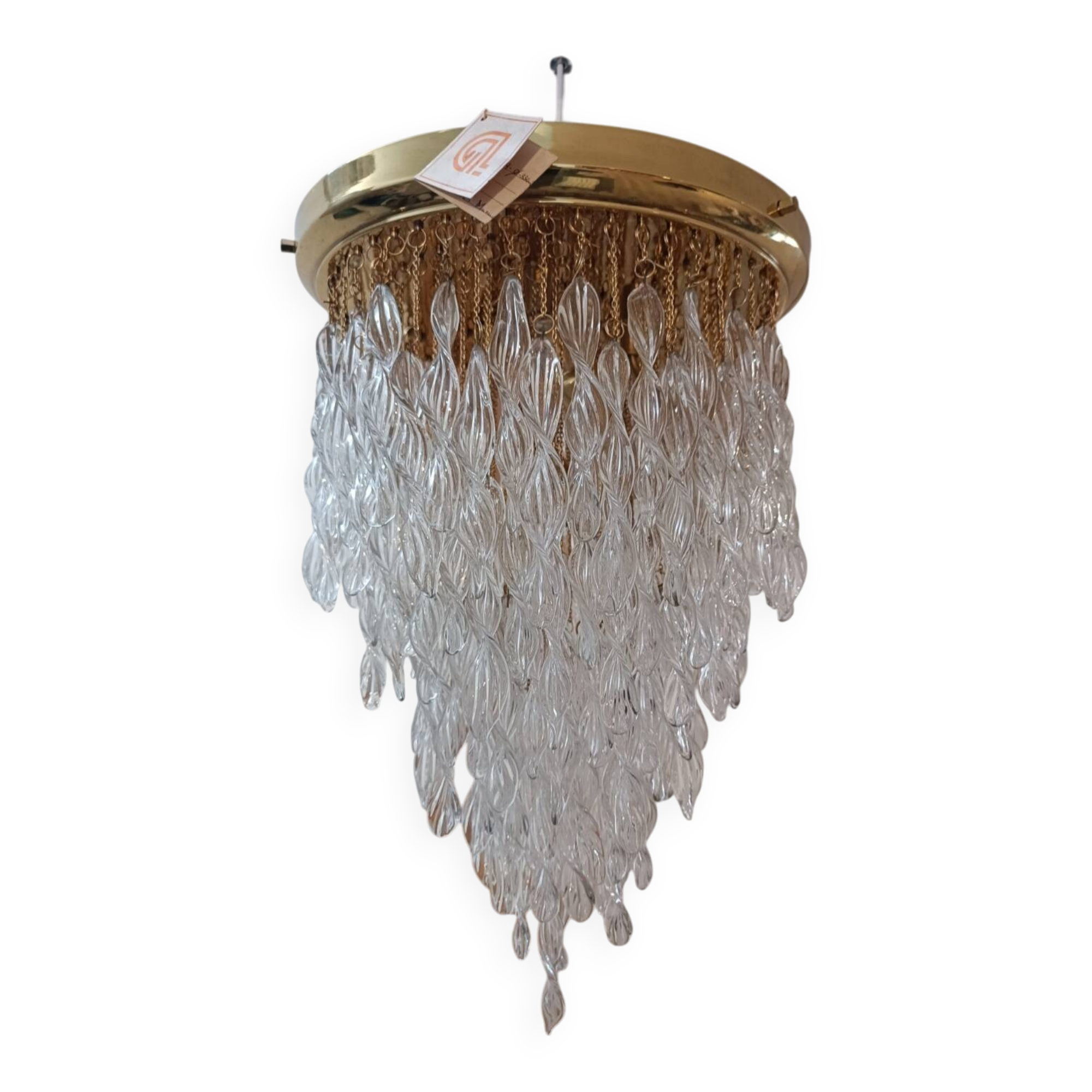 Cascading chandelier with wavy Murano crystals, 1970s