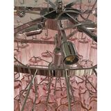 Contemporary pink "tronchi" murano glass chandelier in venini style