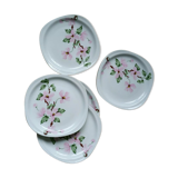 7 assiettes à dessert porcelaine fleurs roses