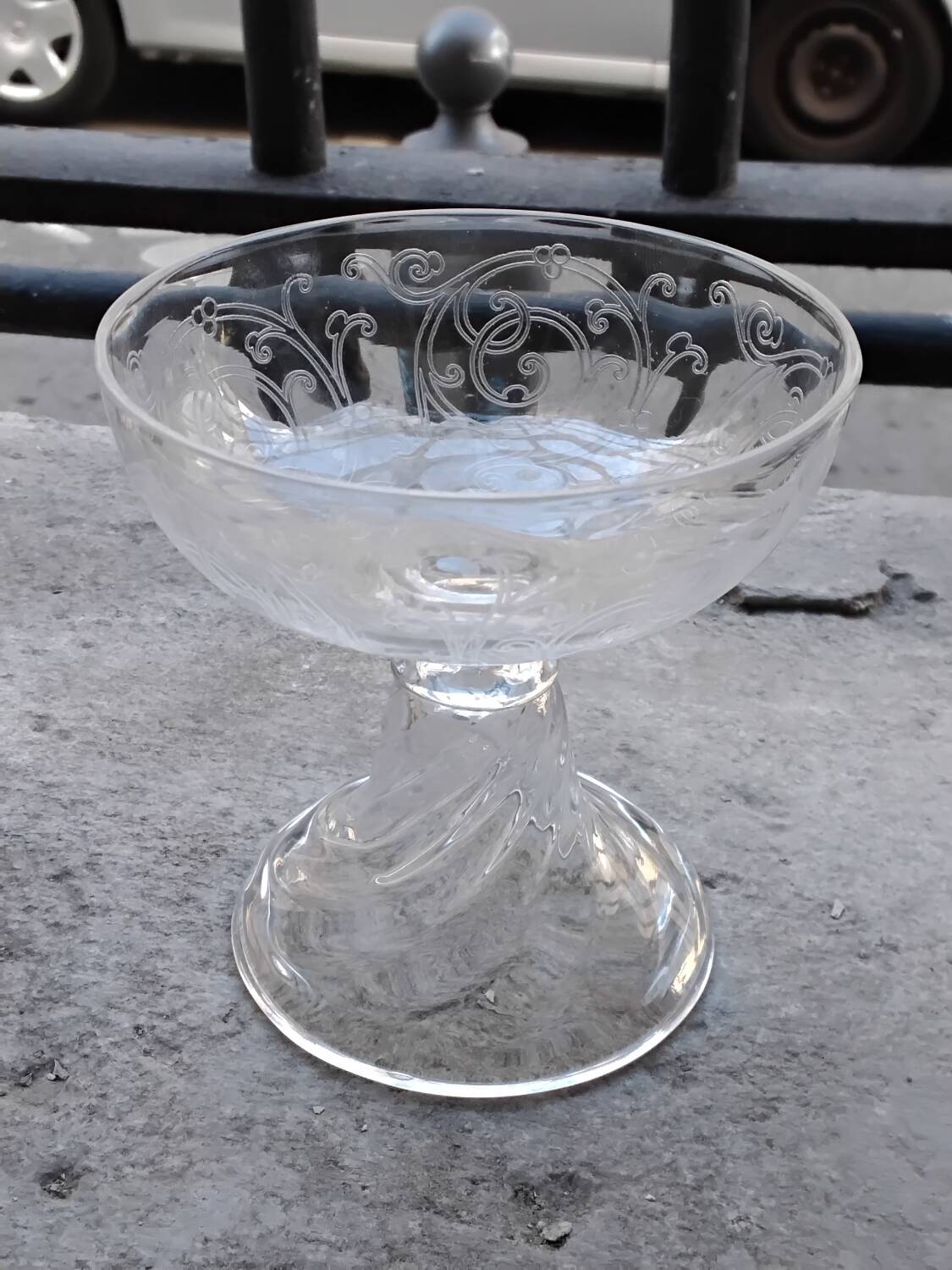 5 crystal champagne glasses, Saint Louis Cluny Graves, 12cl, pre-1936