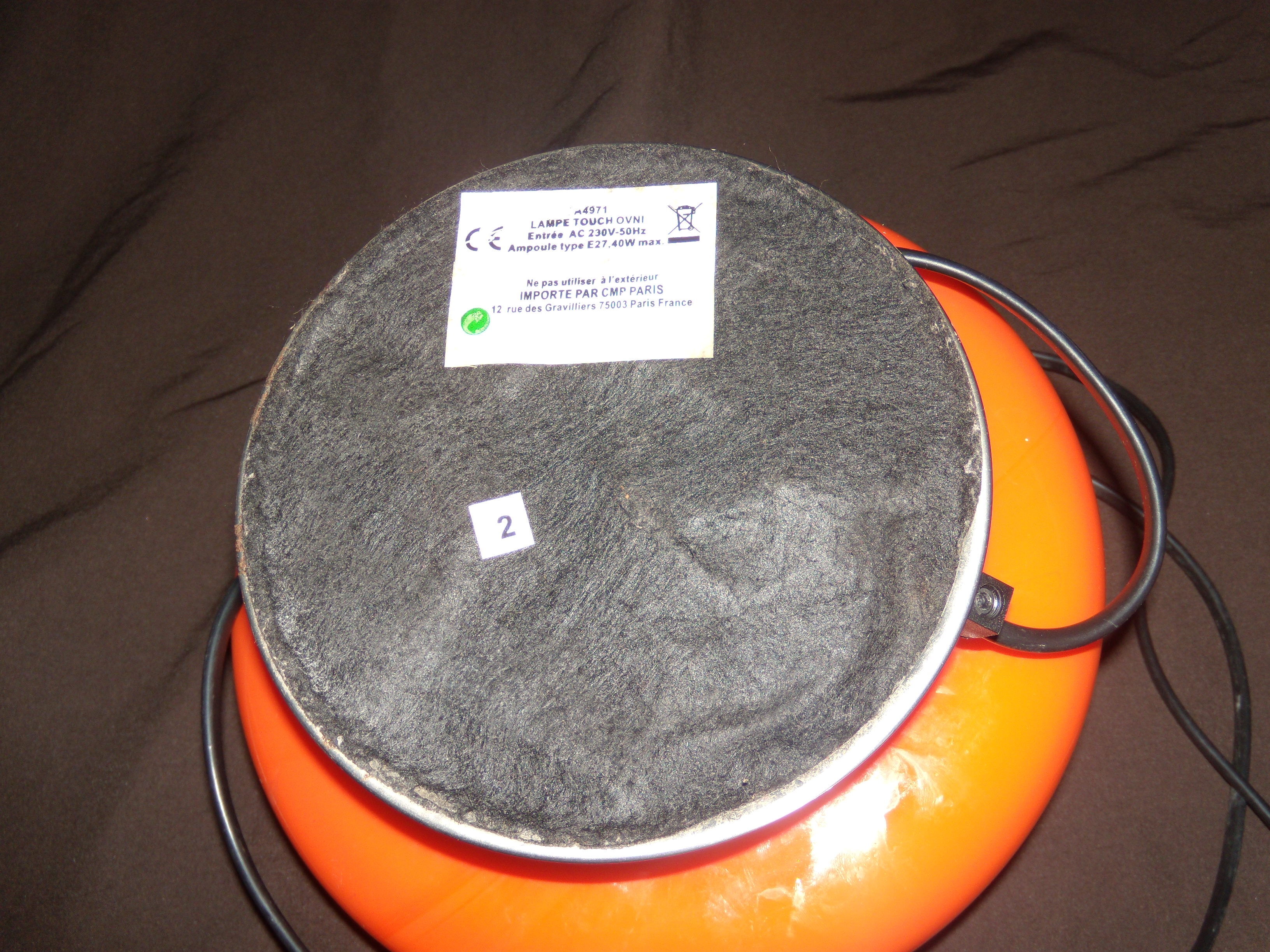 Vintage lamp in the shape of orange mushroom "UFO touch lamp"