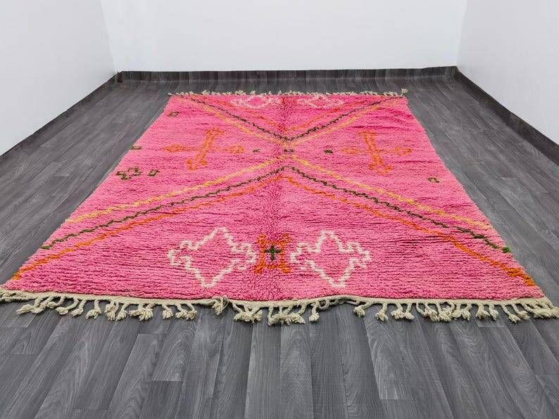 Incredible Moroccan pink rug, Beni Ourain rug 150/250cm