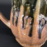 70s glazed stoneware pitcher – signed, French ceramic