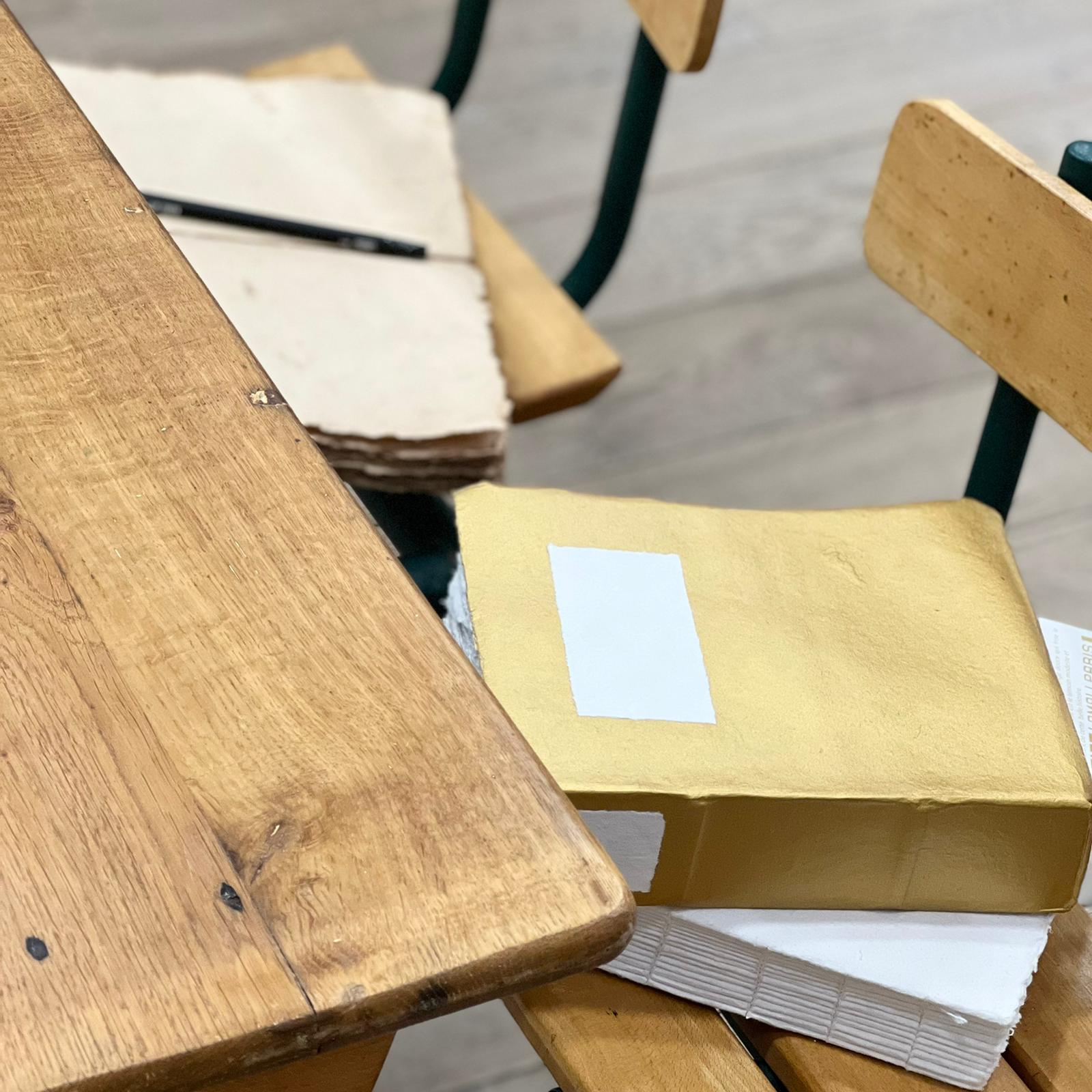 Old-fashioned double school desk
