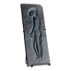 Charcoal Slate Art Panel with Alien Figure – Vintage Italian 1970s Brutalist Futurism, Handmade Stone Relief, Signed QB