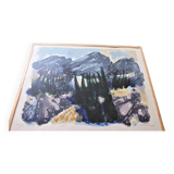 Landscape of Provence, lithograph signed Sarthou